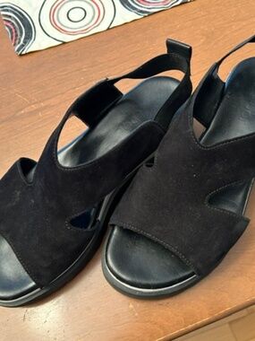 Gabor rubber sole cushy sandals black suede (US 8)